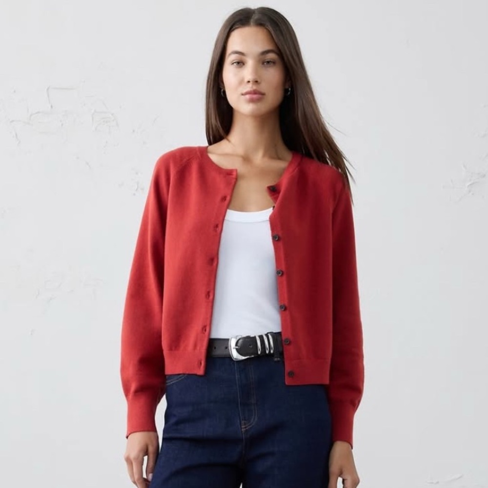 Banana Republic Factory VOLUME-SLEEVE CARDIGAN SWEATER Size Small Embers SoldOut